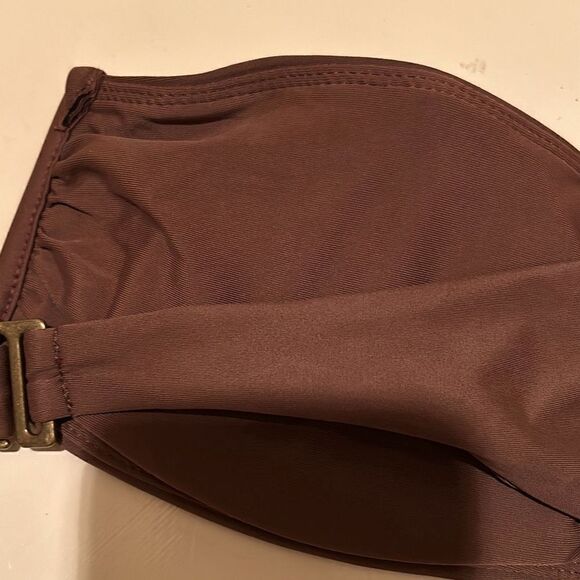 Andie The Scala Womens Medium Bikini Top Brown Strapless Plunge Front NWT - Picture 3 of 6